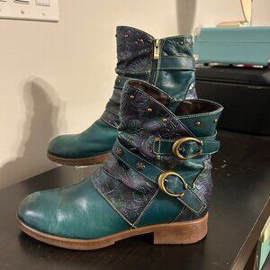 Womens SUPERLADYSTAR Sz 40 US 7-7.5 Green Teal Boots